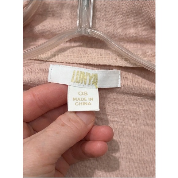 Lunya Linen Knit Dusty Rose Cardigan Open Front OS Lightweight Minimalist Cozy - Picture 7 of 11